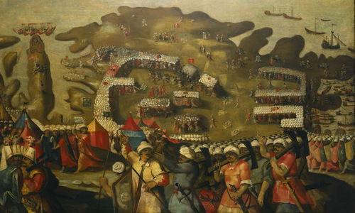 ranh vẽ mô tả cảnh quân Ottoman đổ bộ lên đảo Malta. Ảnh: War History.