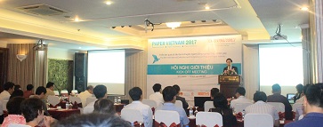 Ông Vũ Ngọc Bảo – Tổng thư ký Hiệp hội Giấy và Bột giấy Việt Nam phát biểu tại hội nghị.