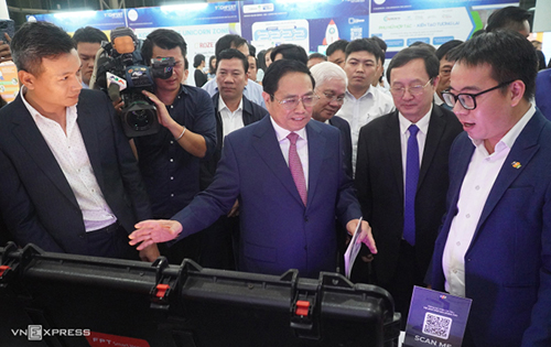 Thủ tướng Phạm Minh Chính phát biểu tại Dấu ấn Techfest Vietnam 2022. Ảnh: Thái Hà