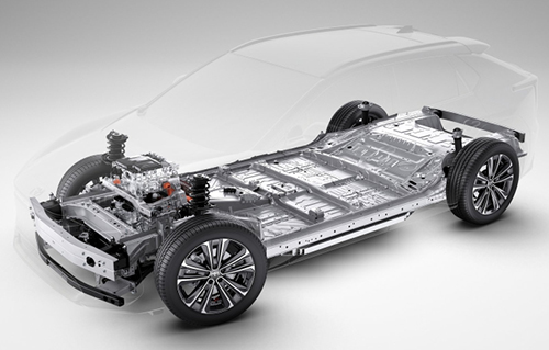 Kết cấu khung gầm của xe điện Toyota bZ4X. Ảnh: Toyota