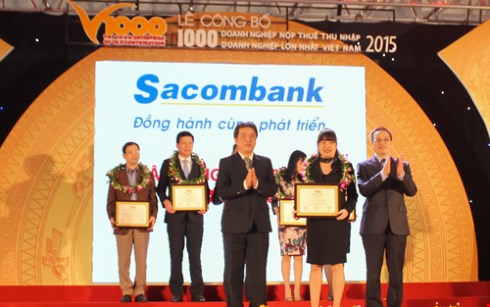 Sacombank vào top 1.000 doanh nghiệp nộp thuế lớn nhất Việt Nam 2015